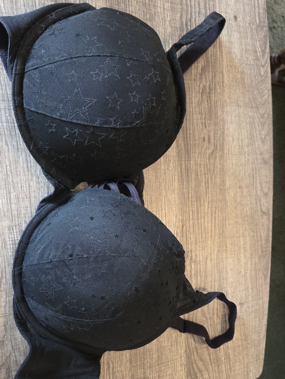 Black Star-Print bra - Black